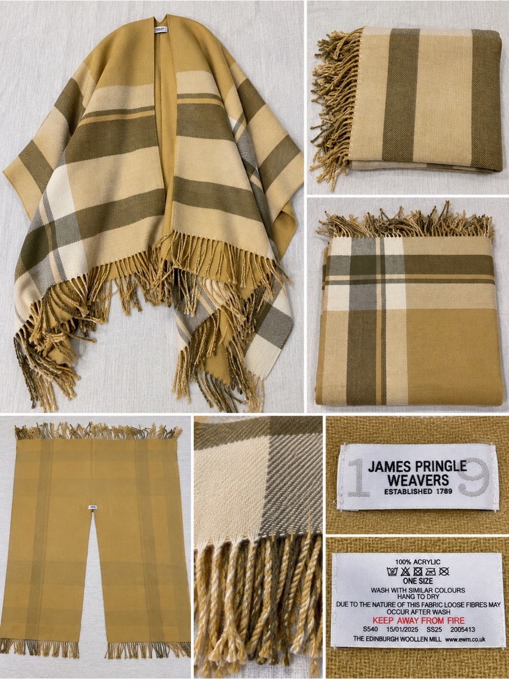 Rare James Pringle Weavers Shawl Blanket Wrap